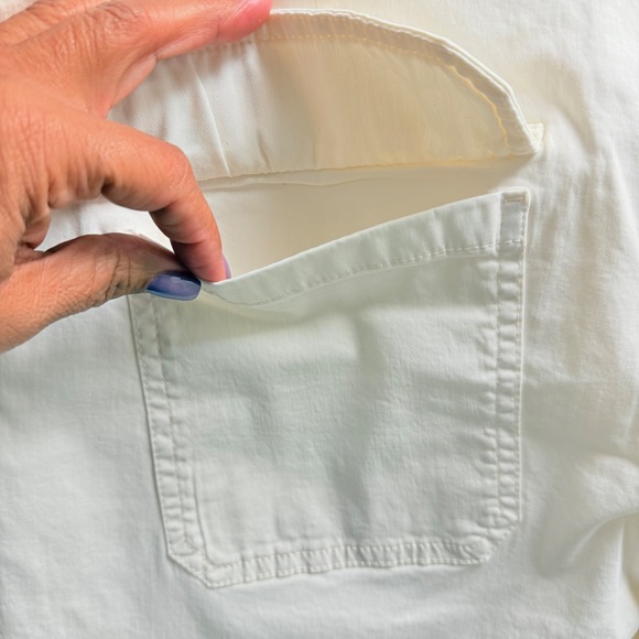 Pilcro Anthropology Sz 33 Womens Off White Frayed Hem Stretch Pockets Pants - Picture 9 of 10